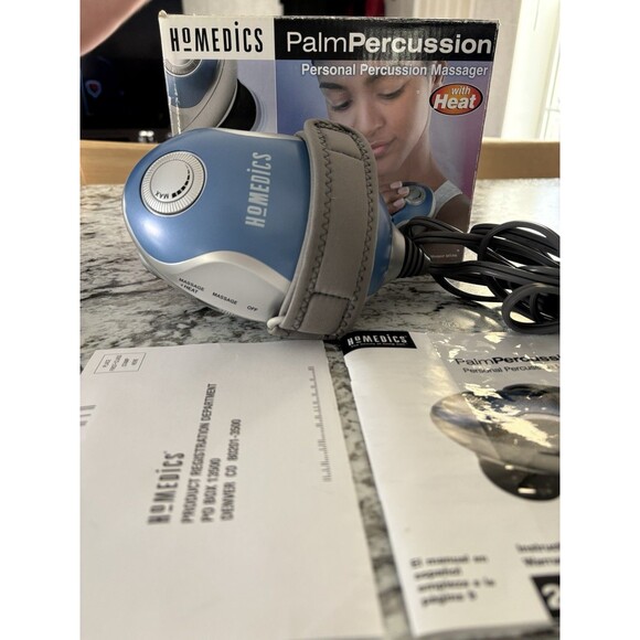 HoMedics Palm Percussion Personal Body Heat Massager 3 Head Attachments Complete - Picture 3 of 5